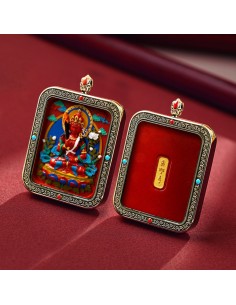 Mooras Handcrafted 3D Thangka Pendant Necklace | Tibetan-Style Akasagarbha Amulet (Ga Wu Box)