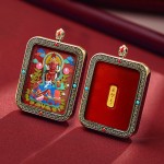 Mooras Handcrafted 3D Thangka Pendant Necklace | Tibetan-Style Green Tara Amulet (Ga Wu Box)