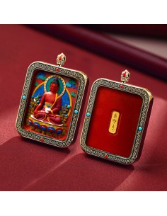copy of Mooras Handcrafted 3D Thangka Pendant Necklace | Tibetan-Style Medicine Buddha Amulet (Ga Wu Box)