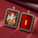 Mooras Handcrafted 3D Thangka Pendant Necklace | Tibetan-Style Fox Deity Amulet (Ga Wu Box)