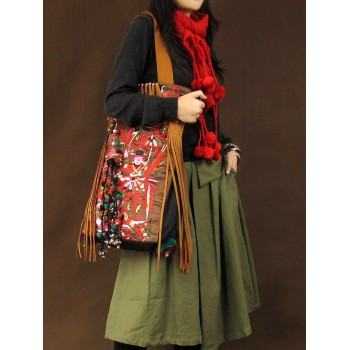 Handcrafted Chinese Miao Ethnic Package Tote Bag Embroidery Shoulder Bag