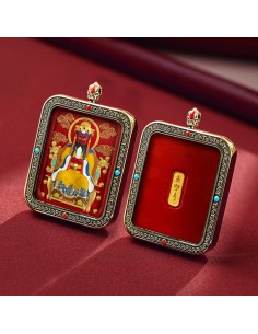 Mooras Handcrafted 3D Thangka Pendant Necklace | Tibetan-Style The The Fifth Lord(五爷) Amulet (Ga Wu Box)
