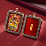 Mooras Handcrafted 3D Thangka Pendant Necklace | Tibetan-Style The The Fifth Lord(五爷) Amulet (Ga Wu Box)