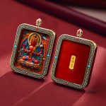 Mooras Handcrafted 3D Thangka Pendant Necklace | Tibetan-Style Four-Armed Avalokiteshvara Amulet (Ga Wu Box)