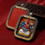 Mooras Hand-painted 3D Thangka Pendant Necklace | Tibetan Samantabhadra Bodhisattva Amulet (Ga Wu Box)