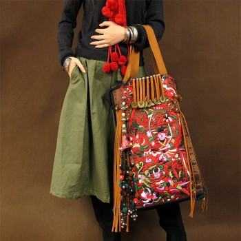 Handcrafted Chinese Miao Ethnic Package Tote Bag Embroidery Shoulder Bag