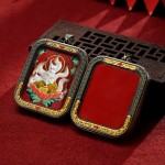 Mooras Hand-painted 3D Thangka Pendant Necklace | Tibetan Buddha Fox Deity Amulet (Ga Wu Box)