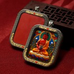Mooras Hand-painted 3D Thangka Pendant Necklace | Tibetan Buddha ZAmitabha Buddha Amulet (Ga Wu Box)