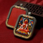 Mooras Hand-painted 3D Thangka Pendant Necklace | Tibetan Buddha Mahasthamaprapta Bodhisattva Amulet (Ga Wu Box)