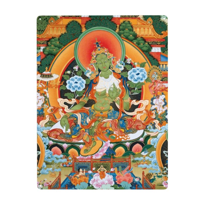Mooras Green Tara Blessing | Tibetan Thangka Metal Sign