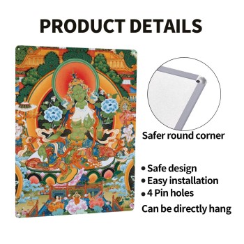 Mooras Green Tara Blessing | Tibetan Thangka Metal Sign