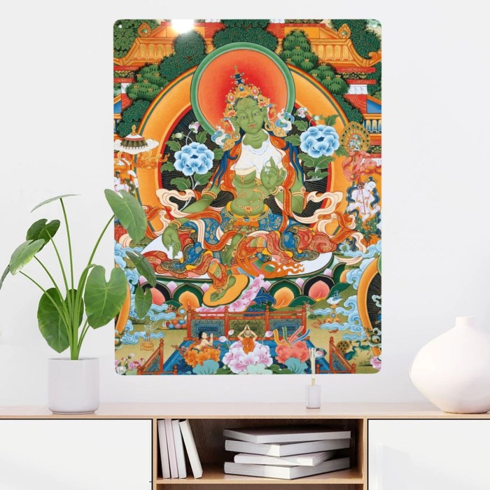 Mooras Green Tara Blessing | Tibetan Thangka Metal Sign