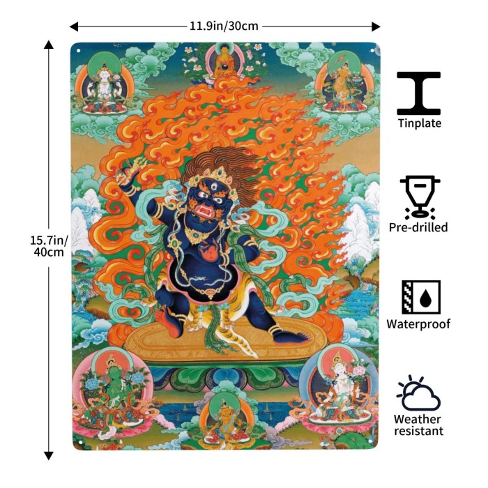 Mooras Mahakala Blessing | Tibetan Thangka Metal Sign