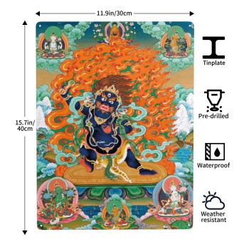 Mooras Mahakala Blessing | Tibetan Thangka Metal Sign