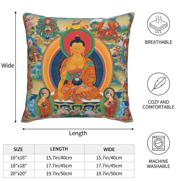 Mooras Tibetan Thangka Thousand Buddha Cushion Cover
