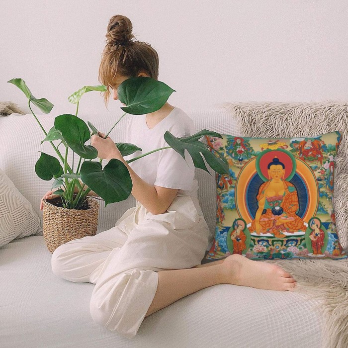 Mooras Tibetan Thangka Thousand Buddha Cushion Cover