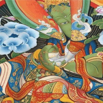 Mooras Tibetan Thangka Buddha Green Tara Cushion Cover