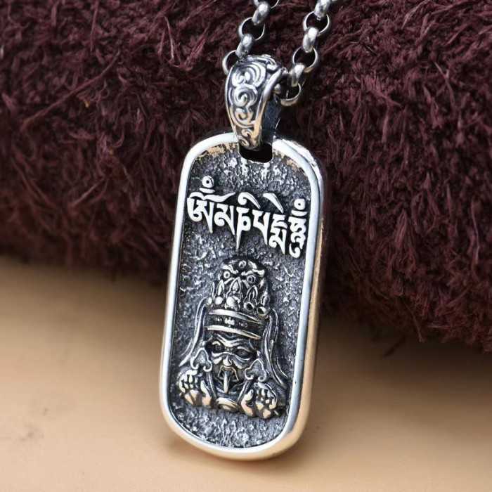Zakiram (Zha Ji La Mu) Sterling Silver Tibetan Buddhist Pendant Necklace
