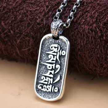 Zakiram (Zha Ji La Mu) Sterling Silver Tibetan Buddhist Pendant Necklace