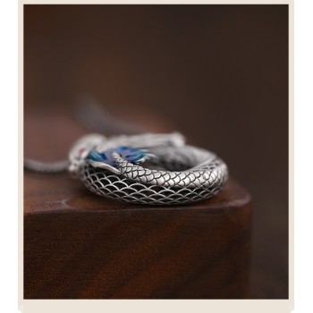 Handcrafted 999.9 Sterling Silver Skeletonized Chinese Dragon & Phoenix Pendant Necklace for Couple