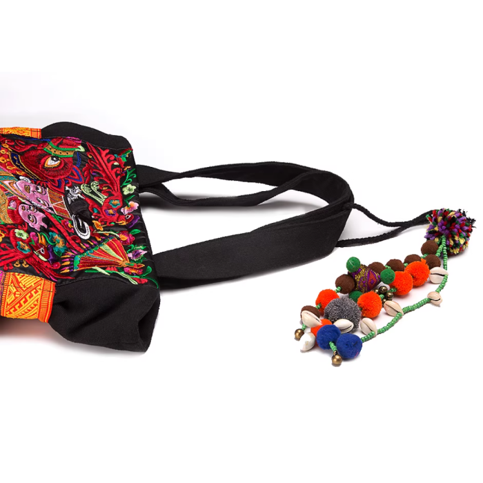 Miao Le - Handcrafted Vintage EthnicTote Bag Embroidery Package Canvas Bag