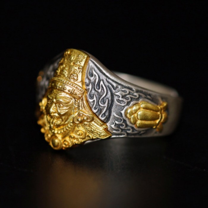 Boutique Ethnic Handcrafted Sterling Silver Tibetan Buddhist Zakiram Ring
