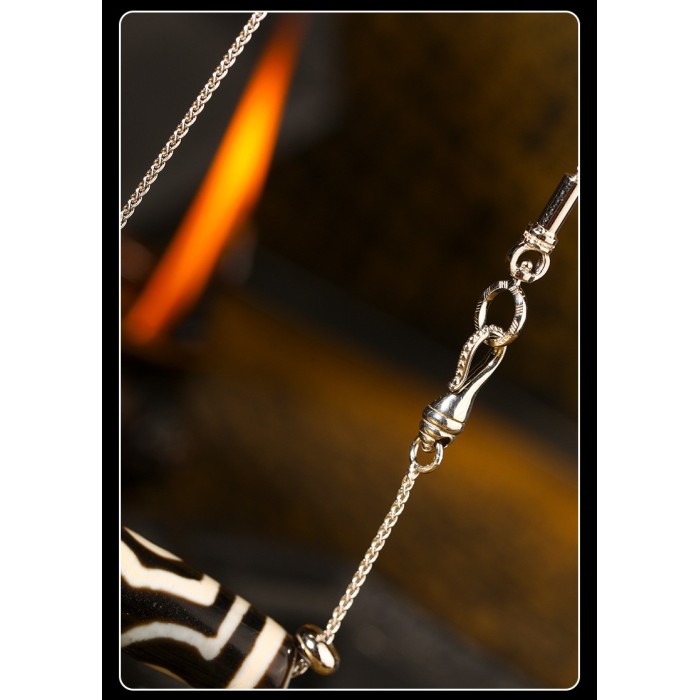 Handcrafted S925 Vintage Tibetan Dzi Beads Universal Chain Necklace 19.7inch