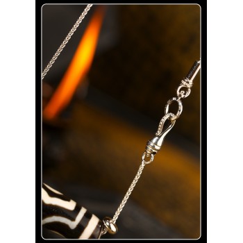 Handcrafted S925 Vintage Tibetan Dzi Beads Universal Chain Necklace 19.7inch