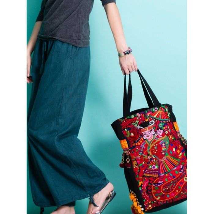Miao Le - Handcrafted Vintage EthnicTote Bag Embroidery Package Canvas Bag