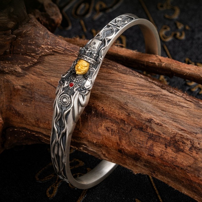Vintage Zakiram Tibetan Buddhist Sterling Silver Bracelet