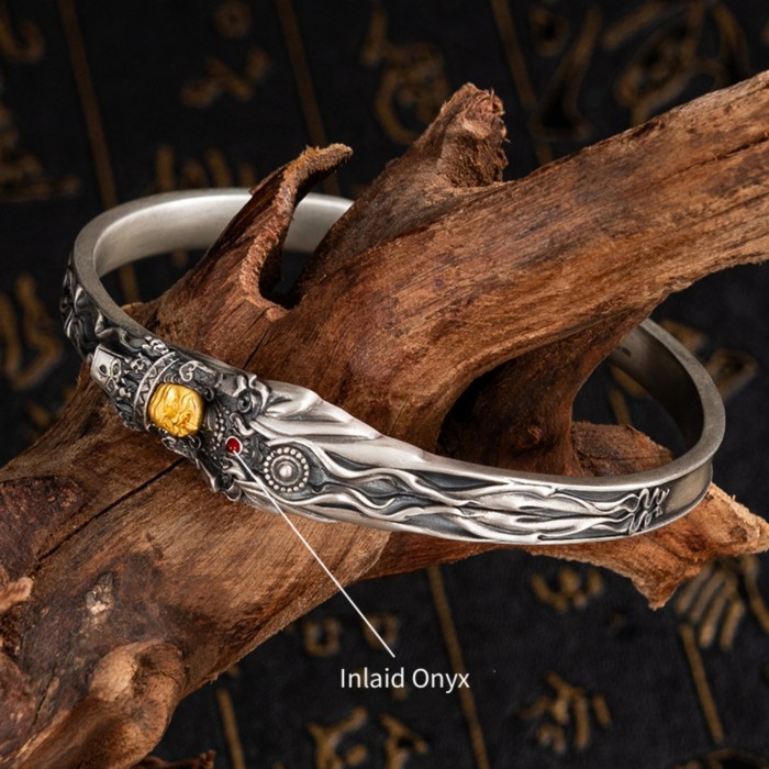 Vintage Zakiram Tibetan Buddhist Sterling Silver Bracelet