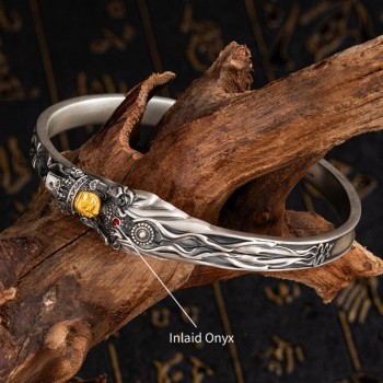 Vintage Zakiram Tibetan Buddhist Sterling Silver Bracelet
