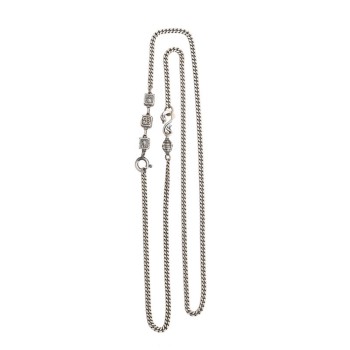 Hand-carved Eight Auspicious Symbols Chain Sterling Silver Tibetan Buddhist Necklace