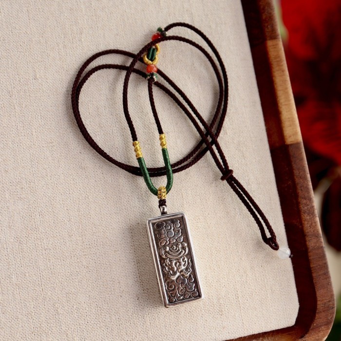 Hand-Painted Zakiram Thangka Pendant Necklace | Tibetan Buddhist Amulet