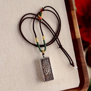 Hand-Painted Zakiram Thangka Pendant Necklace | Tibetan Buddhist Amulet