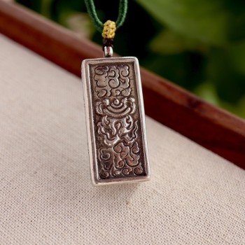 Hand-Painted Zakiram Thangka Pendant Necklace | Tibetan Buddhist Amulet