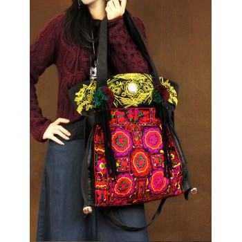 Lian Xiu - Handcrafted Vintage Ethnic Tote Bag Embroidery Canvas Bag