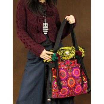 Lian Xiu - Handcrafted Vintage Ethnic Tote Bag Embroidery Canvas Bag