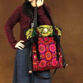 Lian Xiu - Handcrafted Vintage Ethnic Tote Bag Embroidery Canvas Bag