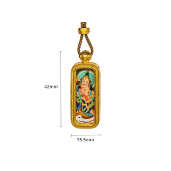 Hand-Painted 3D Green Tara skeleton Thangka Pendant Necklace Amulet