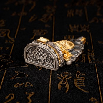 Boutique Tibetan Buddhist Yellow Jambhala Sterling Silver Pendant Amulet
