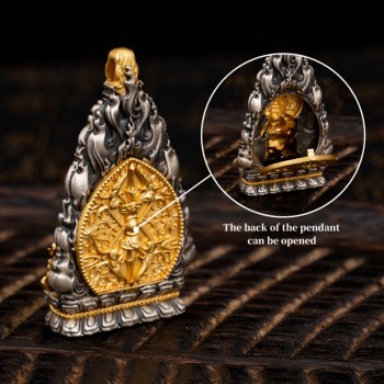Boutique Tibetan Buddhist Yellow Jambhala Sterling Silver Pendant Amulet