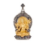 Boutique Tibetan Buddhist Green Tara Sterling Silver Pendant with Gemstone Amulet