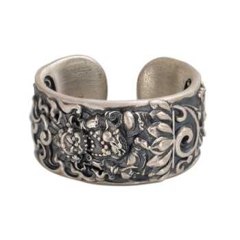 Boutique Hand-carved Yellow Jambhala Tibetan Silver Ring
