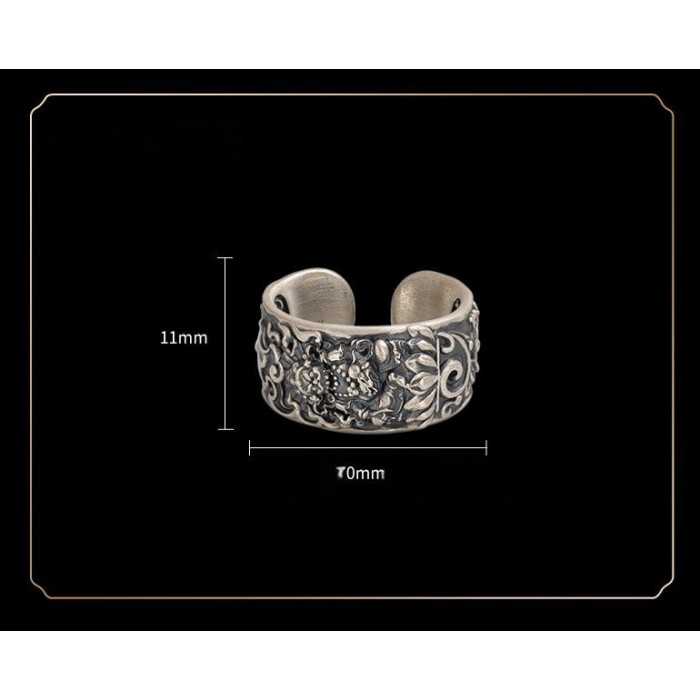 Boutique Hand-carved Yellow Jambhala Tibetan Silver Ring