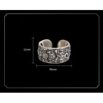 Boutique Hand-carved Yellow Jambhala Tibetan Silver Ring
