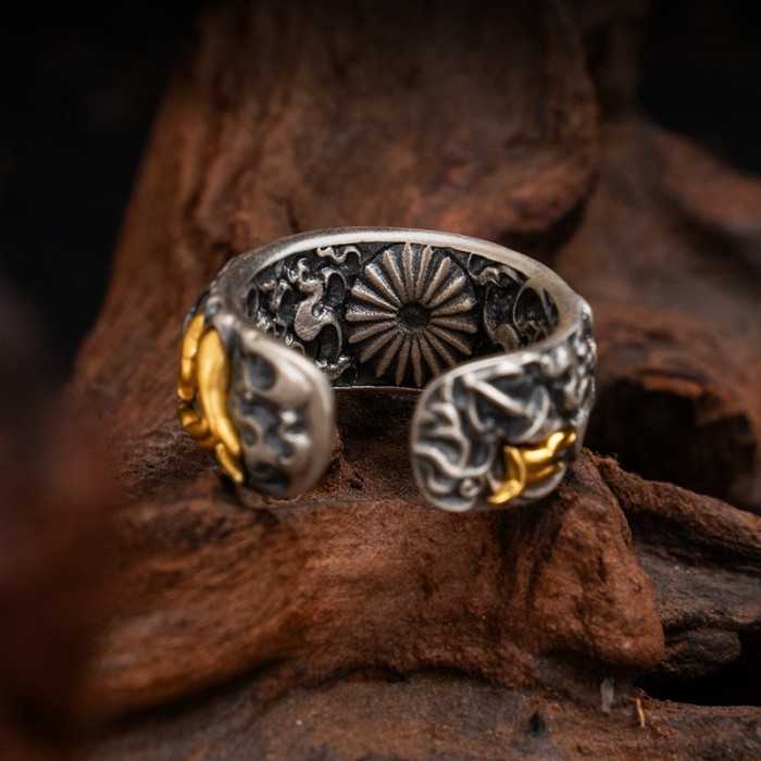 Boutique Hand-carved Mahakala Tibetan Silver Ring