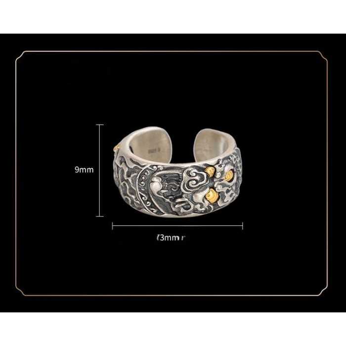 Boutique Hand-carved Mahakala Tibetan Silver Ring