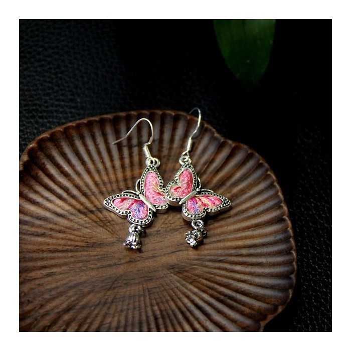 Vintage Handmade Miao Embroidery Butterfly Earrings