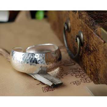 Ethnic Handcrafted Hammered Texture Sterling Silver Bracelet